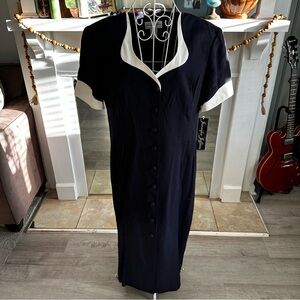 NWT Vintage 80s Jennifer Jeffries Dress Women 16 Collared Black Maxi Buttoned